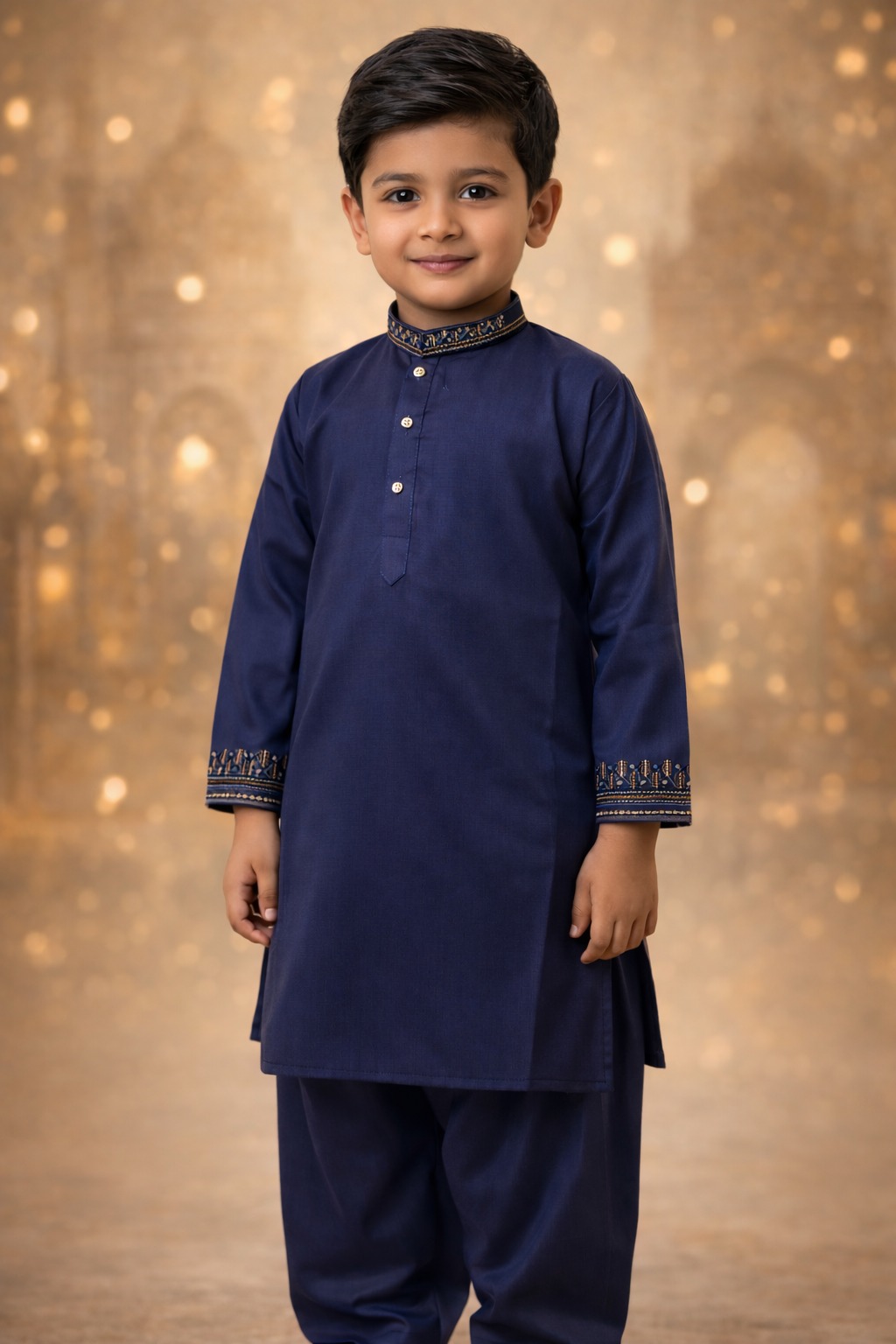 Boys Navy Blue Kurta Shalwar – Dino Royal – Premium Eid Collection 2026 | BabyDino.pk Image 2