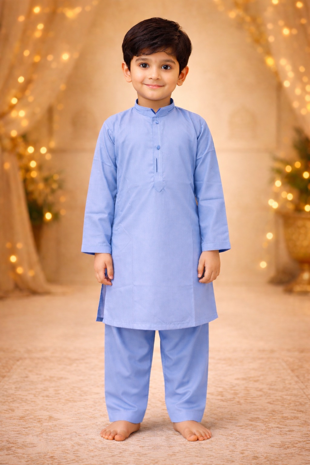 Boys Sky Blue Kurta Shalwar – Dino Classic – Premium Eid Collection 2026 | BabyDino.pk Image 2