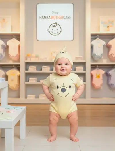 Pooh Customize Romper With Noted Cap