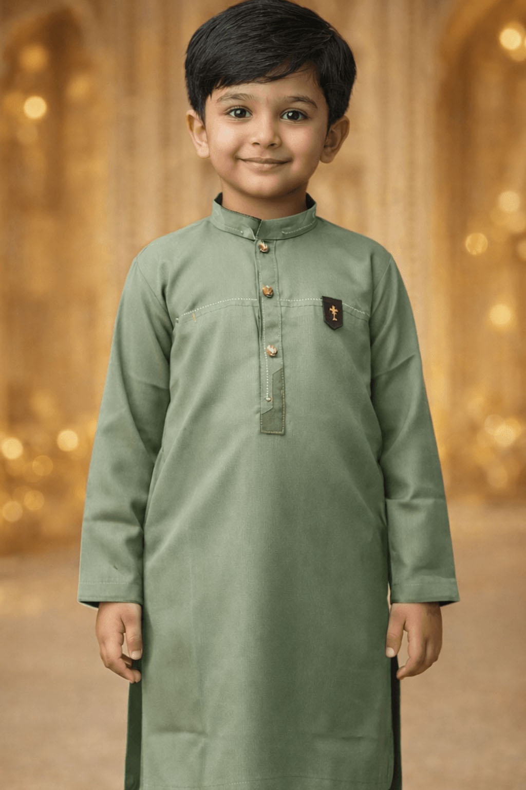 Boys Soft Saga Green Kurta Shalwar – Dino Prime | BabyDino.pk Eid Collection 2026 Image 1