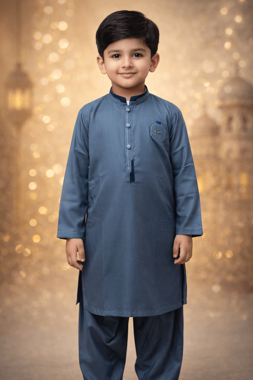 Boys Slate Gray Kurta Shalwar – Dino Regal | BabyDino.pk Eid Collection 2026 Image 5