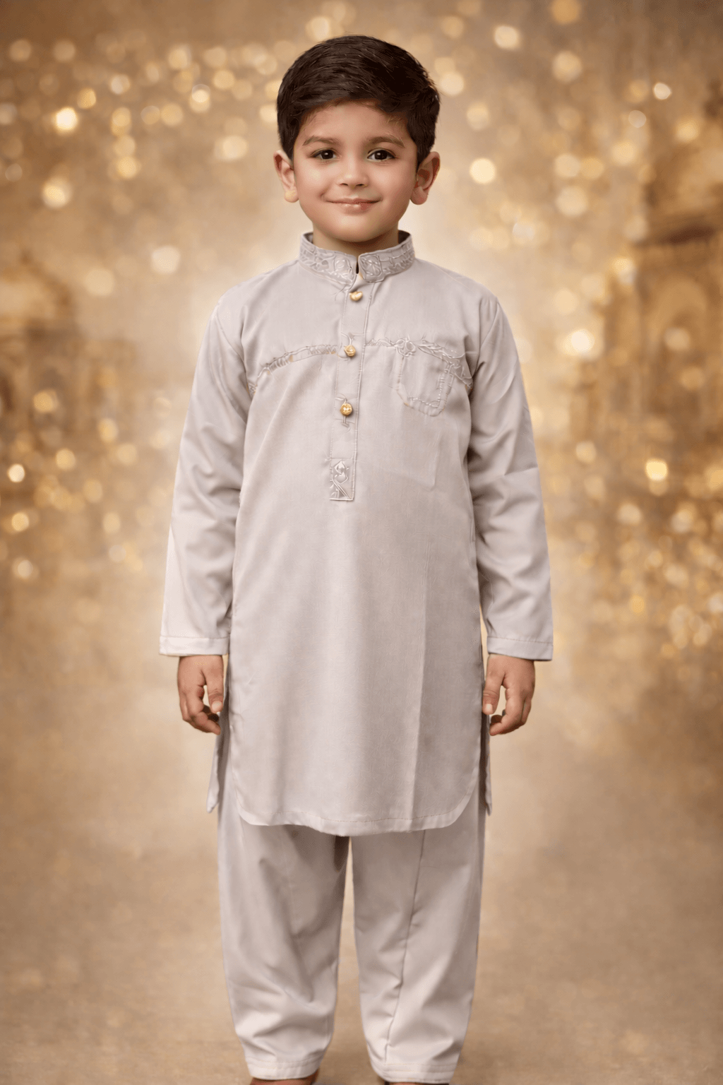 Boys slate Gray Kurta Shalwar – Dino Noble | BabyDino.pk Eid Collection 2026 Image 4