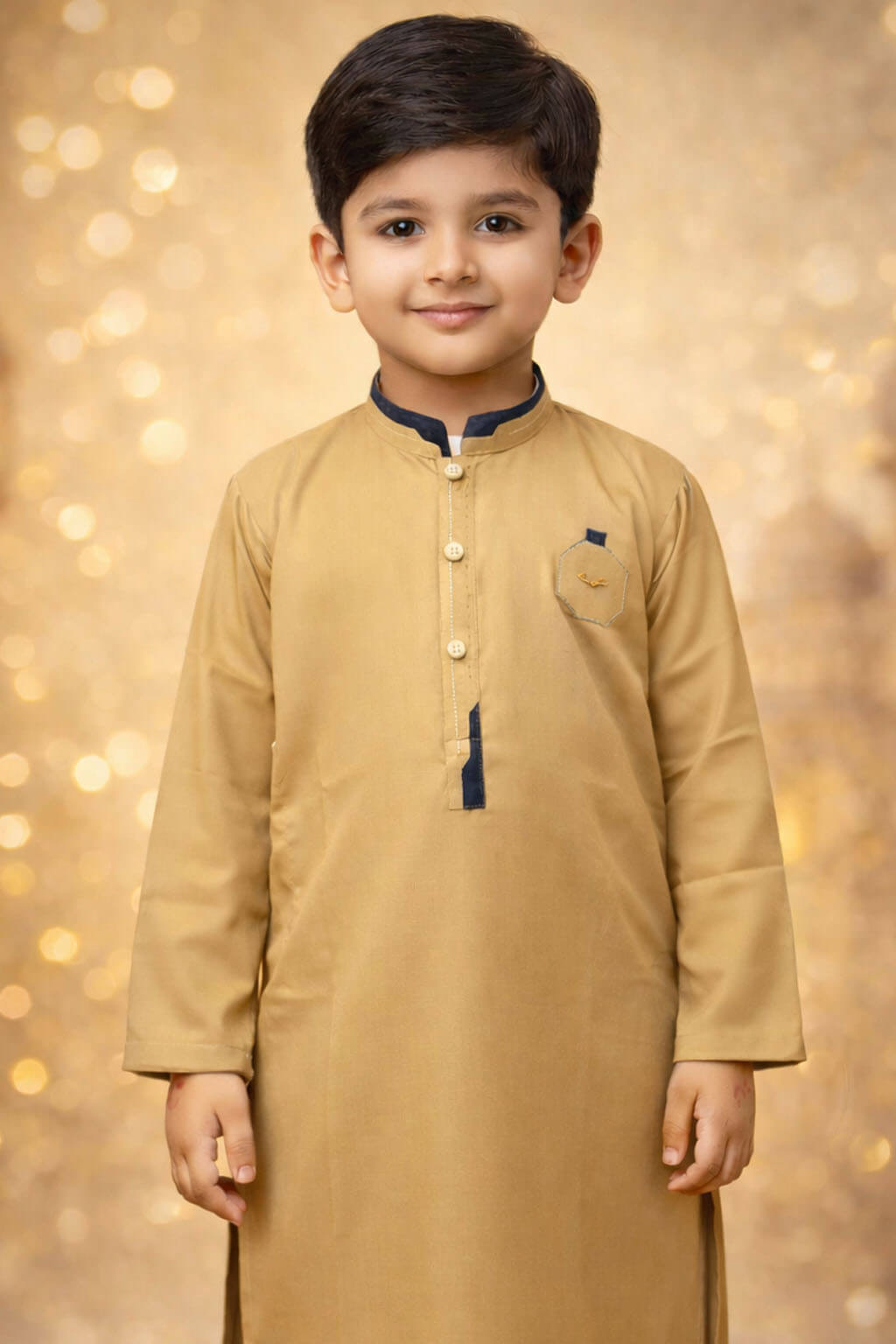 Boys Khaki Gold Kurta Shalwar – Dino Regal | BabyDino.pk Eid Collection 2026 Image 1