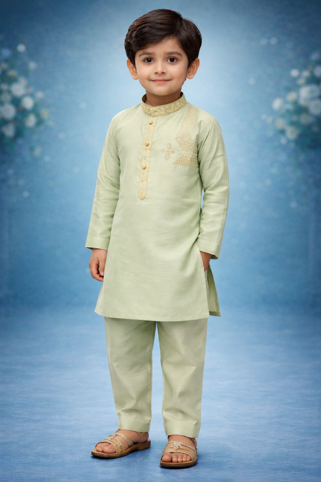 Boys Pastel Lavender Kurta Shalwar – Dino Festive – Premium Eid Collection 2026 | BabyDino.pk Image 3