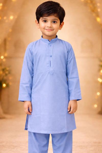 Boys Sky Blue Kurta Shalwar – Dino Classic – Premium Eid Collection 2026 | BabyDino.pk