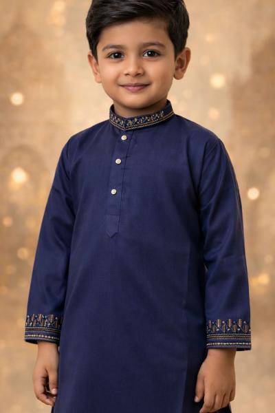 Boys Navy Blue Kurta Shalwar – Dino Royal – Premium Eid Collection 2026 | BabyDino.pk