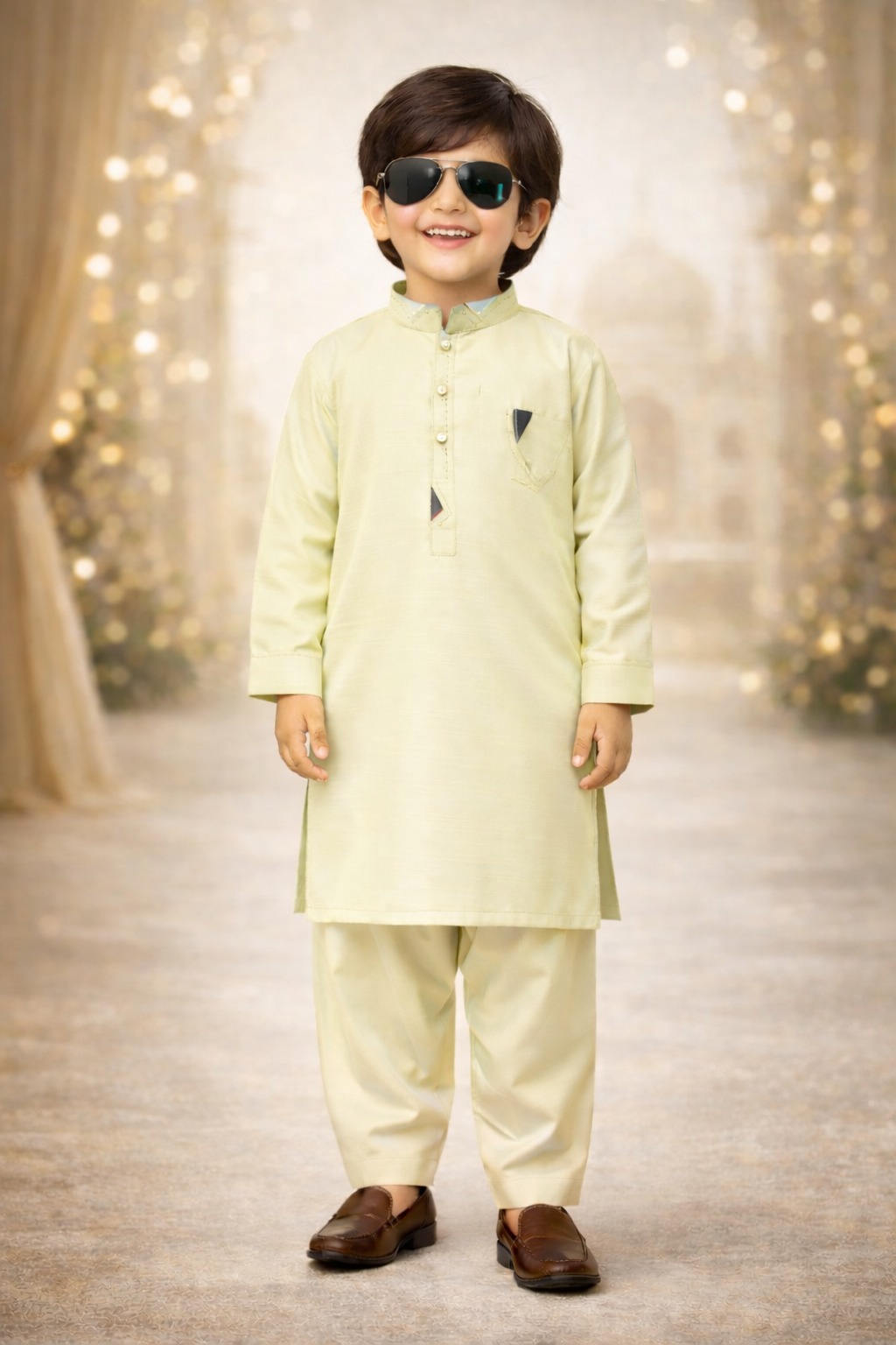Boys Warm Beige Kurta Shalwar – Dino Signature - Premium Eid Collection 2026 | BabyDino.pk Image 4