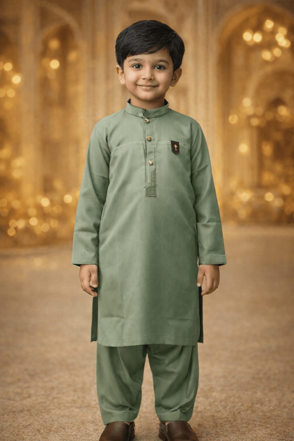 Boys Coffee Brown Kurta Shalwar – Dino Prime | BabyDino.pk Eid Collection 2026 Image 4