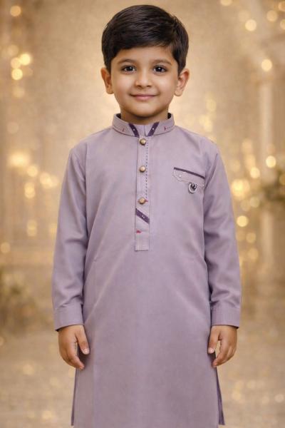 Boys Pastel Lavender Kurta Shalwar – Dino Elite - Premium Eid Collection 2026 | BabyDino.pk