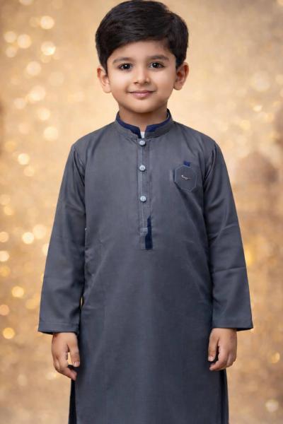 Boys Slate Gray Kurta Shalwar – Dino Regal | BabyDino.pk Eid Collection 2026