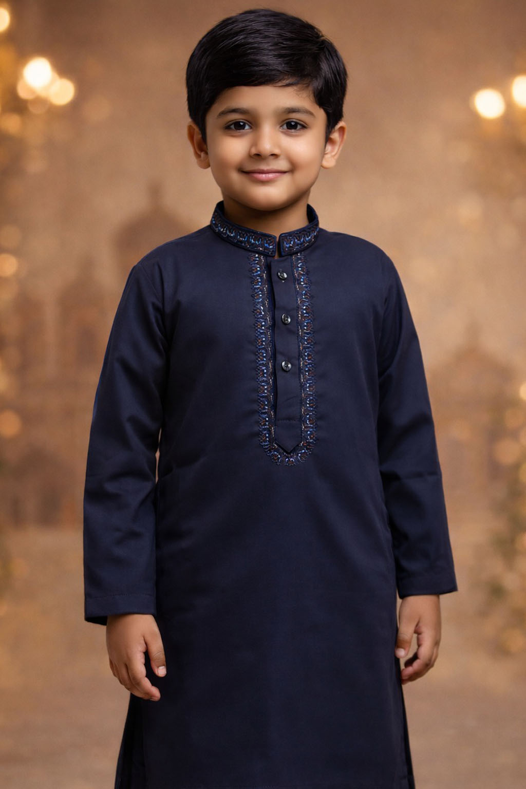 Boys Deep Navy Kurta Shalwar – Dino Prestige  – Premium Eid Collection 2026 | BabyDino.pk Image 1
