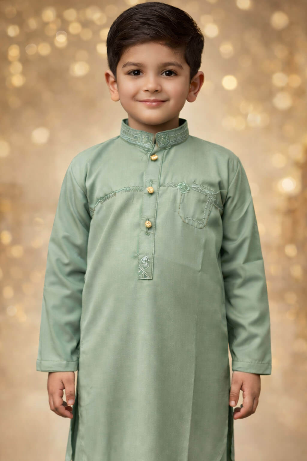 Boys Soft Ash Gray Kurta Shalwar – Dino Noble | BabyDino.pk Eid Collection 2026 Image 3