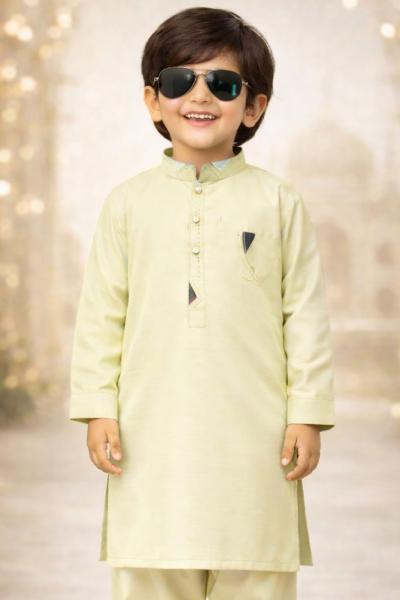 Boys Pistachio Green Kurta Shalwar – Dino Signature - Premium Eid Collection 2026 | BabyDino.pk