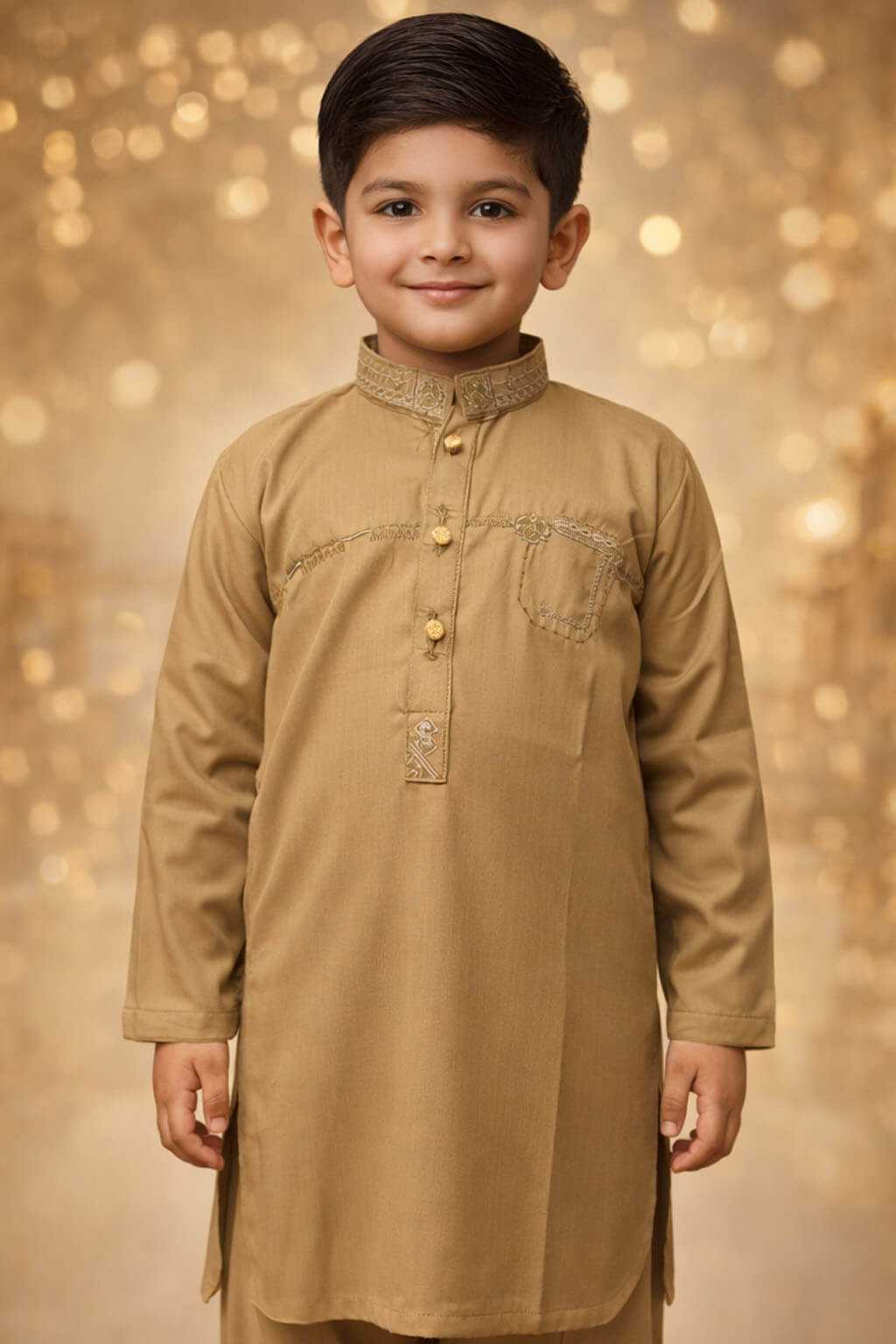 Boys Soft Ash Gray Kurta Shalwar – Dino Noble | BabyDino.pk Eid Collection 2026 Image 2