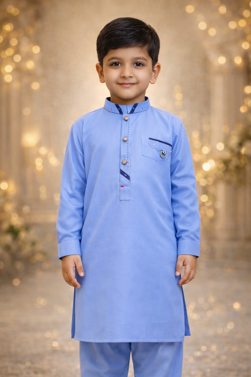 Boys Taupe Brown Kurta Shalwar – Dino Elite - Premium Eid Collection 2026 | BabyDino.pk Image 3